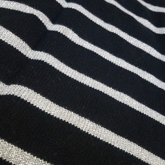 Cozy Striped Sparkly Knit Button Detail Sweater Top - Picture 6 of 12